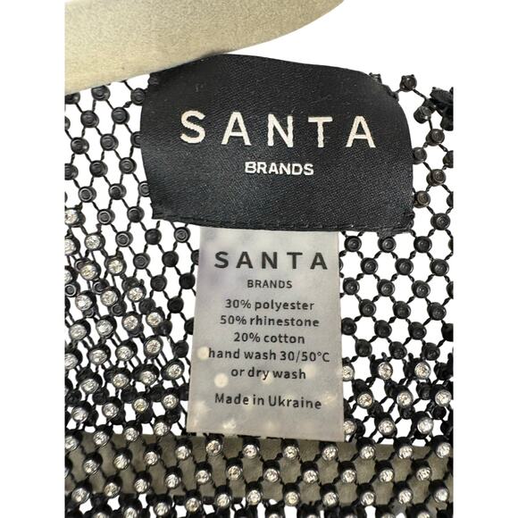 SANTA Rhinestone Embellished Mesh Maxi Dress Party Statement Evening Black Sz M - Picture 9 of 9